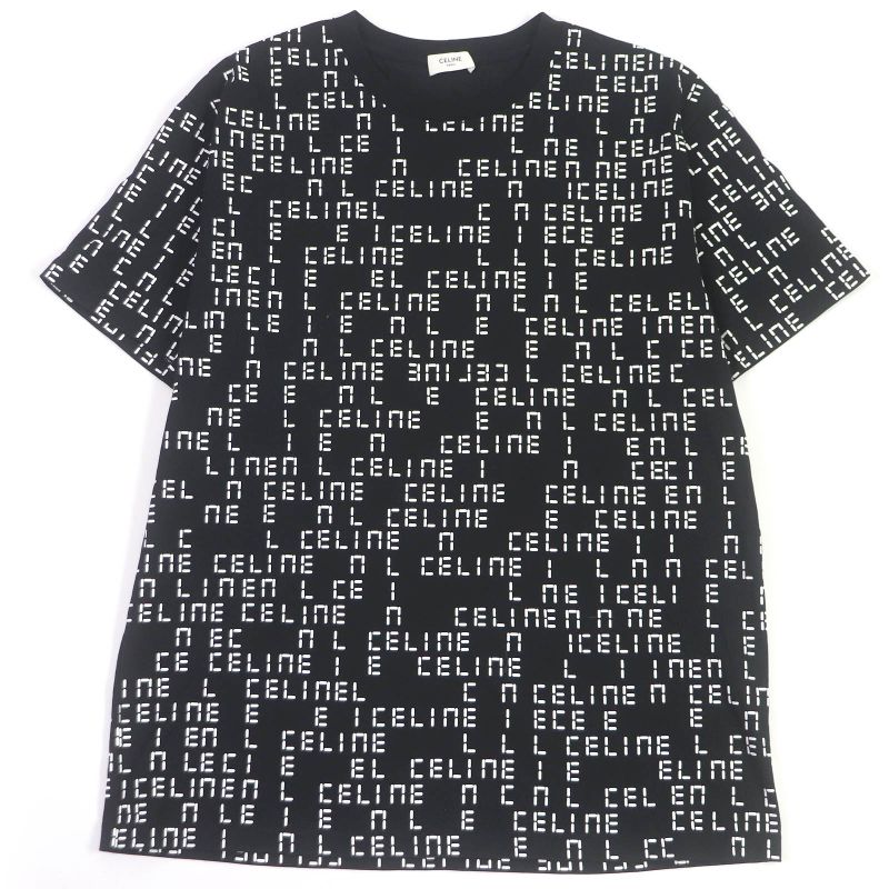 Celine 22AW 2x651637o Cotton Digital Logo Print Crew Neck Loose Short Sleeve