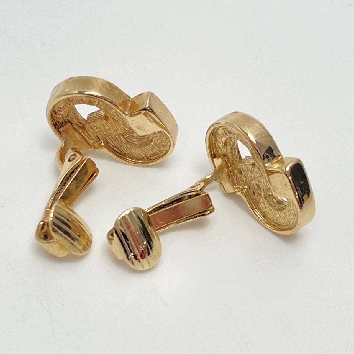 Christian Dior Christian Dior CD Logo Rhinestone Earring Gold GP Vintage