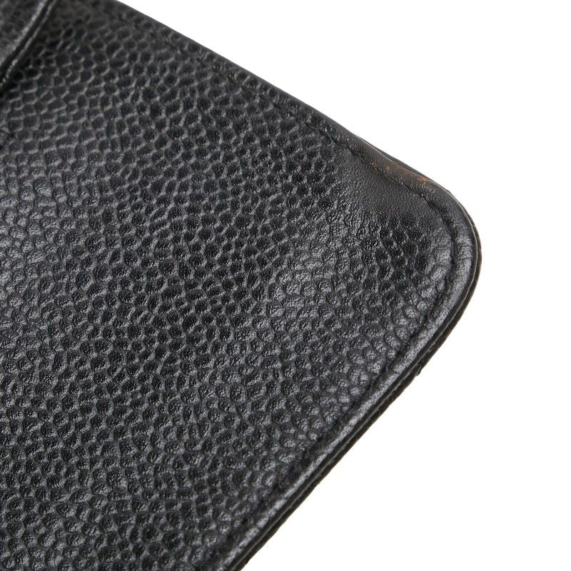 Chanel Coco Mark Matelasse 25 Double Flap Chain Shoulder Bag Black Caviar Skin