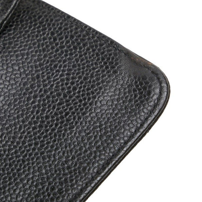 Chanel Coco Mark Matelasse 25 Double Flap Chain Shoulder Bag Black Caviar Skin