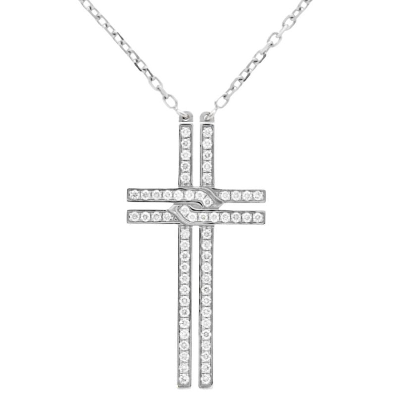 Cartier Cross Necklace With Diamonds 18K White Gold 52g