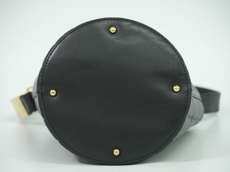 Authentic Chanel Coco Mark Chocolate Bar Shoulder Bag Lambskin Leather Black