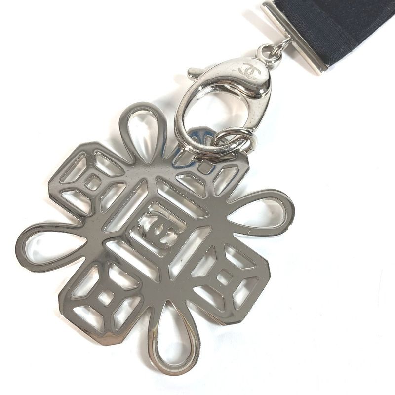 Chanel Strap Neck Strap Necklace Metal Black