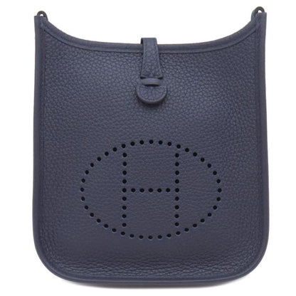 Hermes Shoulder Bag Evelyn TPM Taurillon Clemence Blue Nuit Silver Hardware