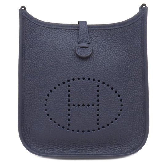 Hermes Shoulder Bag Evelyn TPM Taurillon Clemence Blue Nuit Silver Hardware