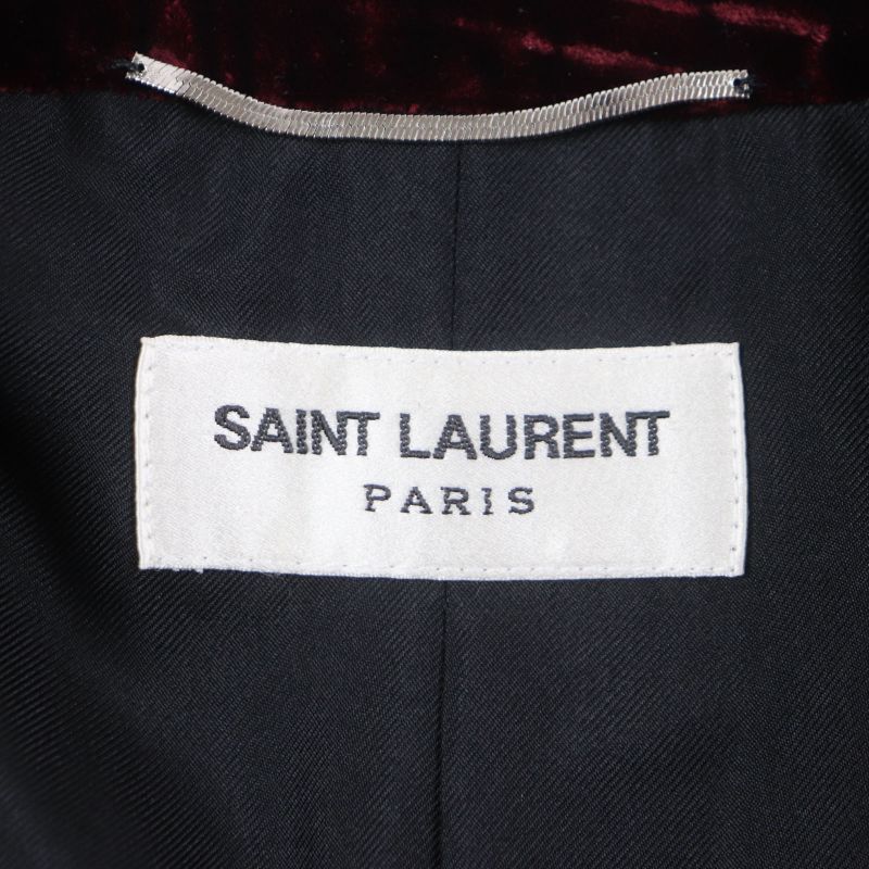  Saint Laurent Paris 464740 Velour 100% Silk Lining Single Jacket Tailored