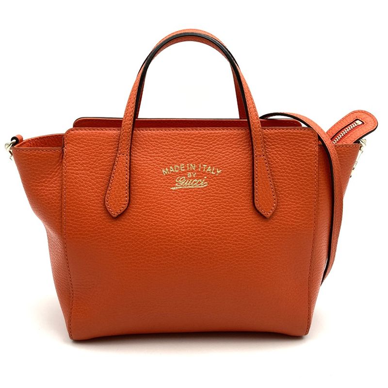 Gucci 368827 Swing Small Handbag Shoulder Bag 2way Orange Leather Women