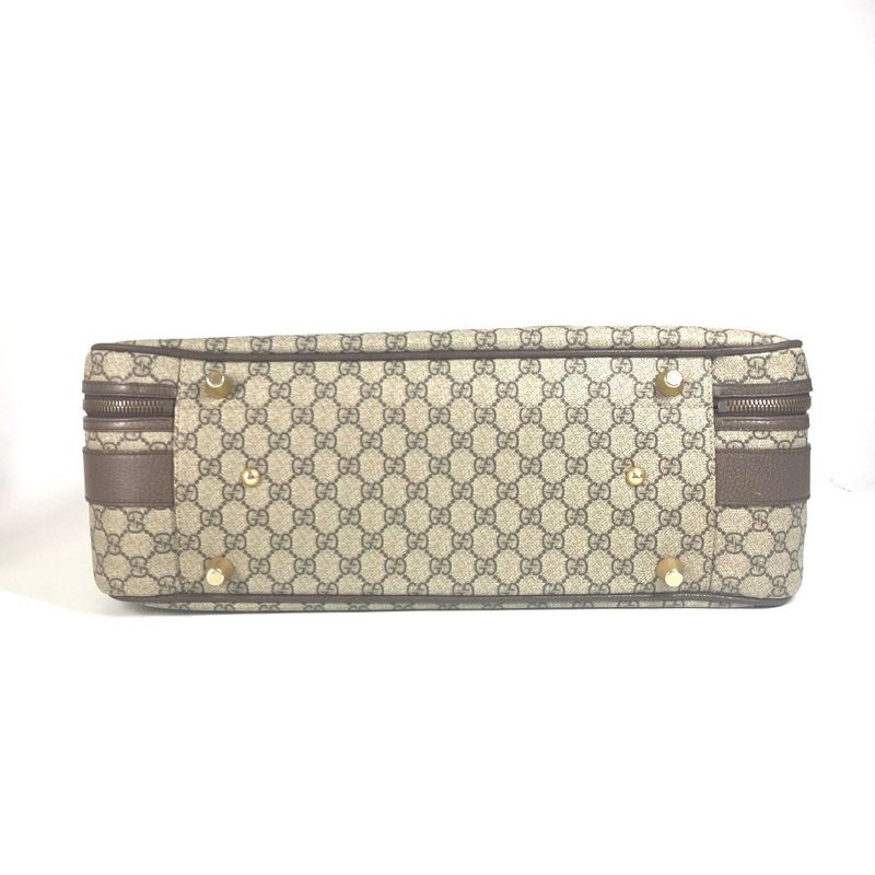 Gucci Boston Bag Angry Cat Snake Patch 424501 GG Supreme Canvas Beige