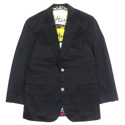 Hermes Lame Logo Silver Buttons 100% Silk Lining All-over Pattern Single