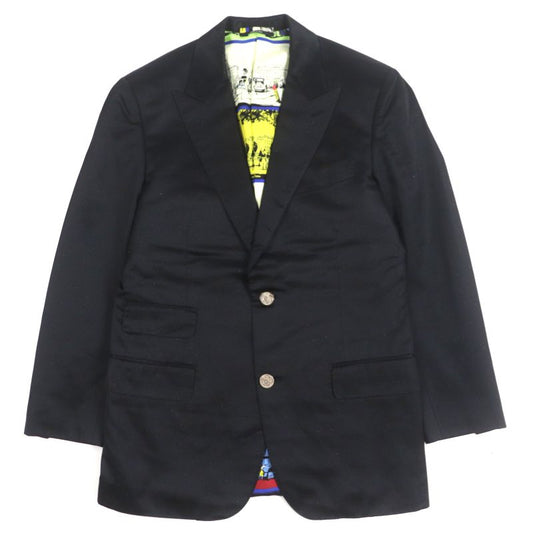 Hermes Lame Logo Silver Buttons 100% Silk Lining All-over Pattern Single