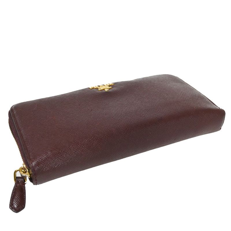 Prada Long Wallet Round Zipper Bordeaux Leather 02bs192