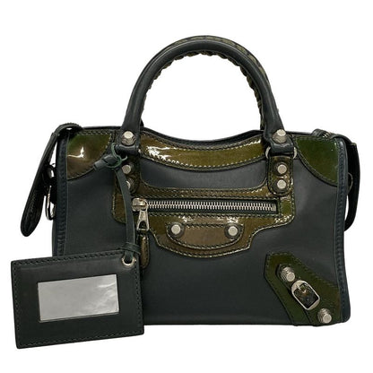 Balenciaga Handbag The Giant Mini City 309544 Blue Green Leather
