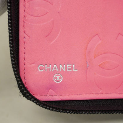 Chanel Long Wallet Cambon Lambskin Black Silver Hardware Women