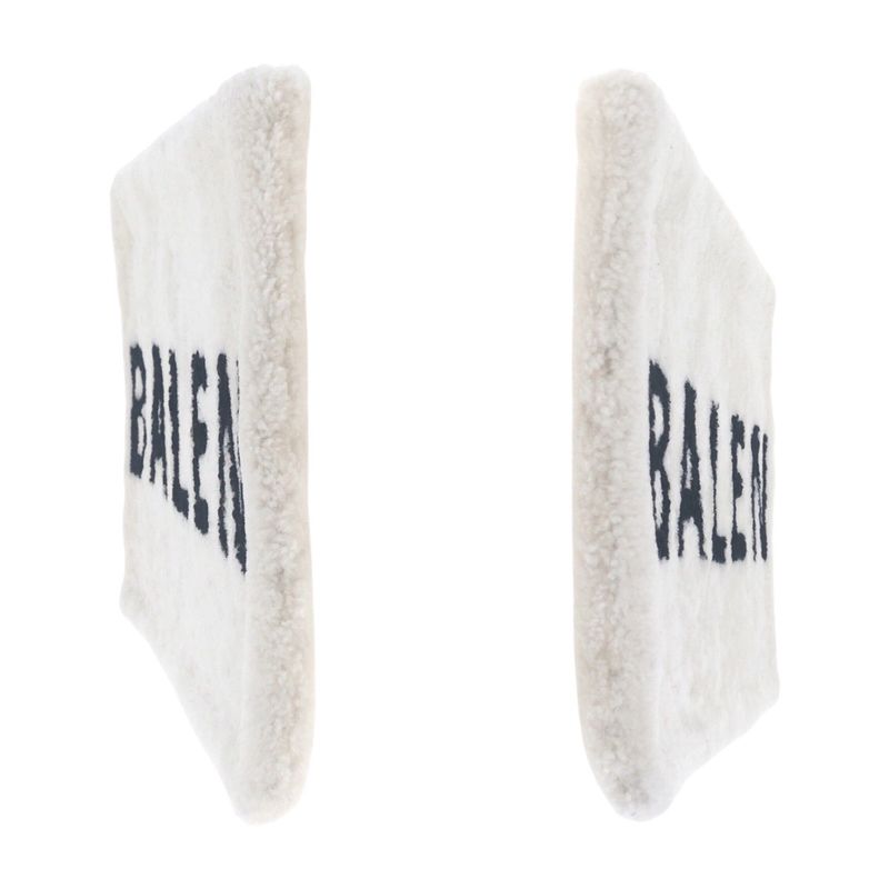 Balenciaga Shearling Logo White Silver Hardware Mouton 492681 Clutch Bag