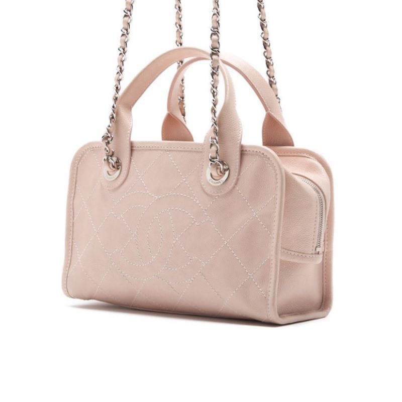 Chanel Matelasse Coco Mark 2WAY Handbag Caviar Skin Pink With Silver Hardware