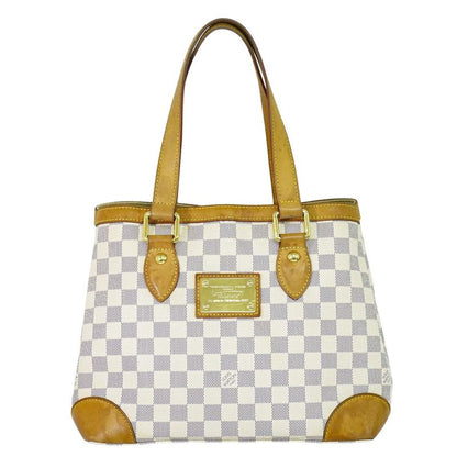 Authentic Louis Vuitton LV Hampstead PM Damier Azure Tote Handbag White N51207
