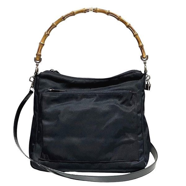 Gucci Bamboo 000-2032-0509 2WAY Black Bag Shoulder Bag Handbag Women