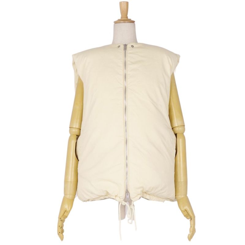 Celine Vest 2-way Hooded Down Vest Cotton Silk Outerwear Women's Made In France