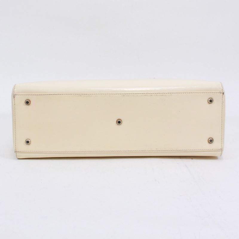 Christian Dior Enamel White Handbag Silver