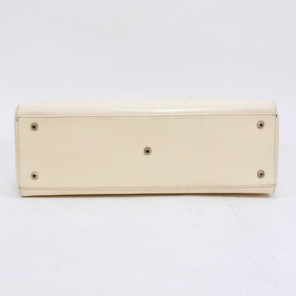 Christian Dior Enamel White Handbag Silver