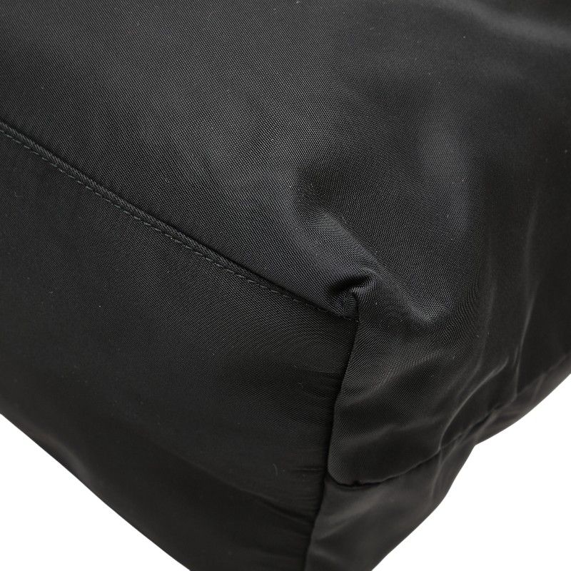 Prada Triangle Logo Plate Handbag Tote Bag Vr4377 Black Nylon Leather Women