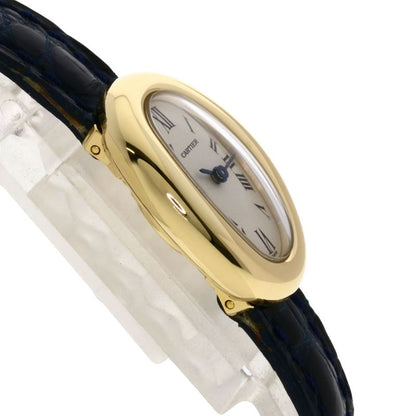 Cartier W1510956 Mini Baignoire Watch 18K Yellow Gold Leather Ladies