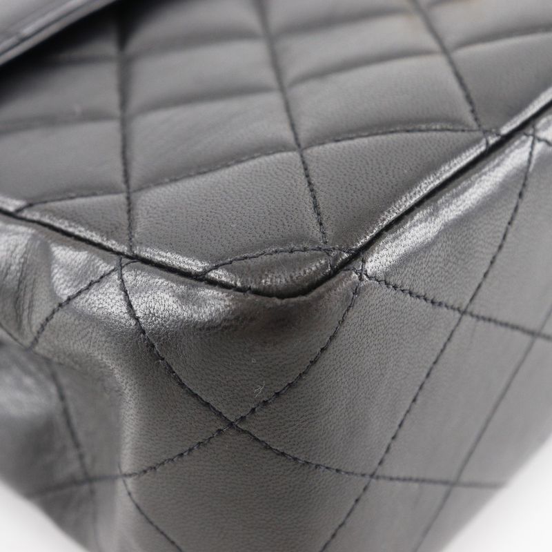 Chanel Deca Matelasse Double Chain Vintage Lambskin Black Ladies Shoulder Bag