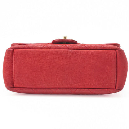 Chanel Chain Shoulder Bag Matelasse Turnlock 2way Caviar Skin Red Gold Hardware