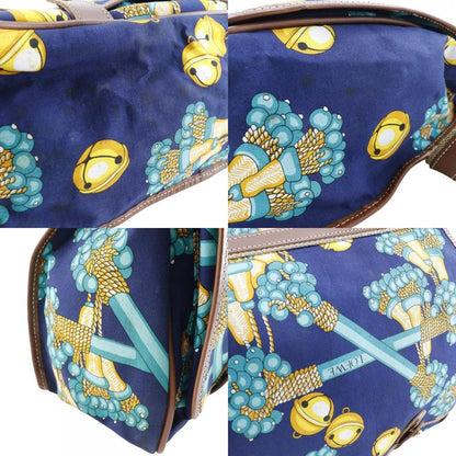 Loewe Collection Line Coleccion Jerez Vintage Canvas Navy Blue Women Shoulder