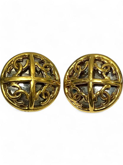 Chanel 93P 4strand Coco Mark Earrings Women Gold