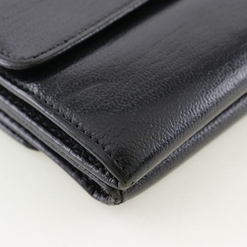 Chanel Coco Mark W Hook A13456 Calf Black Ladies Bifold Wallet