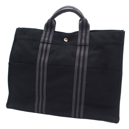 Hermes Fourre Tout MM Black Gray Silver Cotton Tote Bag — view 2