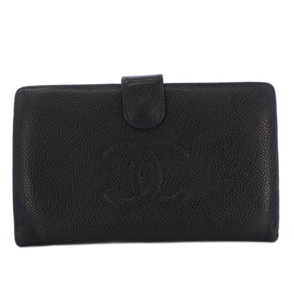 Chanel Timeless Classic Wallet Bifold Coin Purse Caviar Leather CC Logo