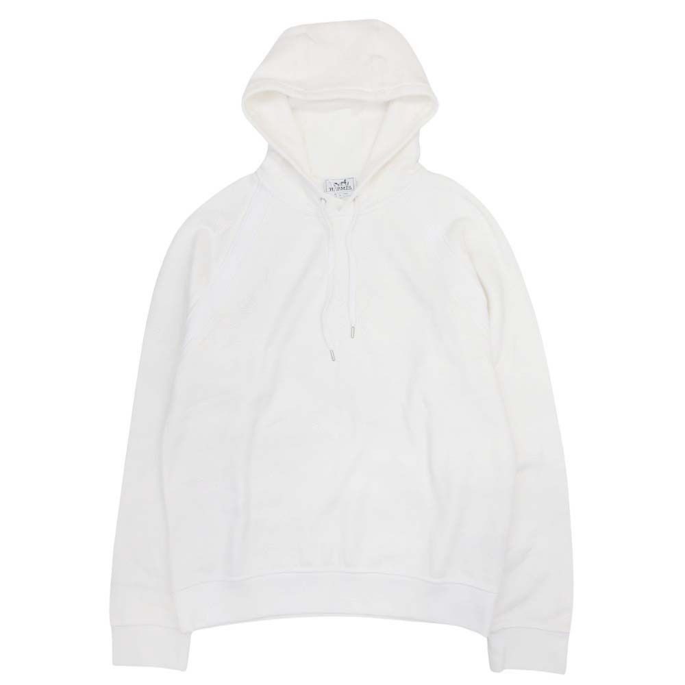 Hermes Switch Cotton Linen Hoodie Sweatshirt Pullover Brushed Lining L White Off