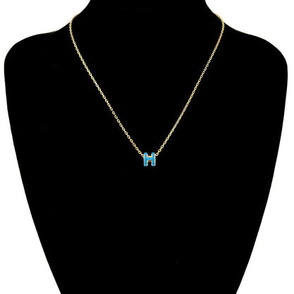 Hermes Box Mini Pop Necklace Pendant Choker Gold Blue Jean — view 2