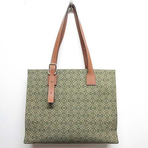 Loewe Buckle Horizontal Tote Anagram Jacquard Leather Green