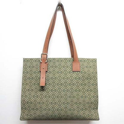 Loewe Buckle Horizontal Tote Anagram Jacquard Leather Green