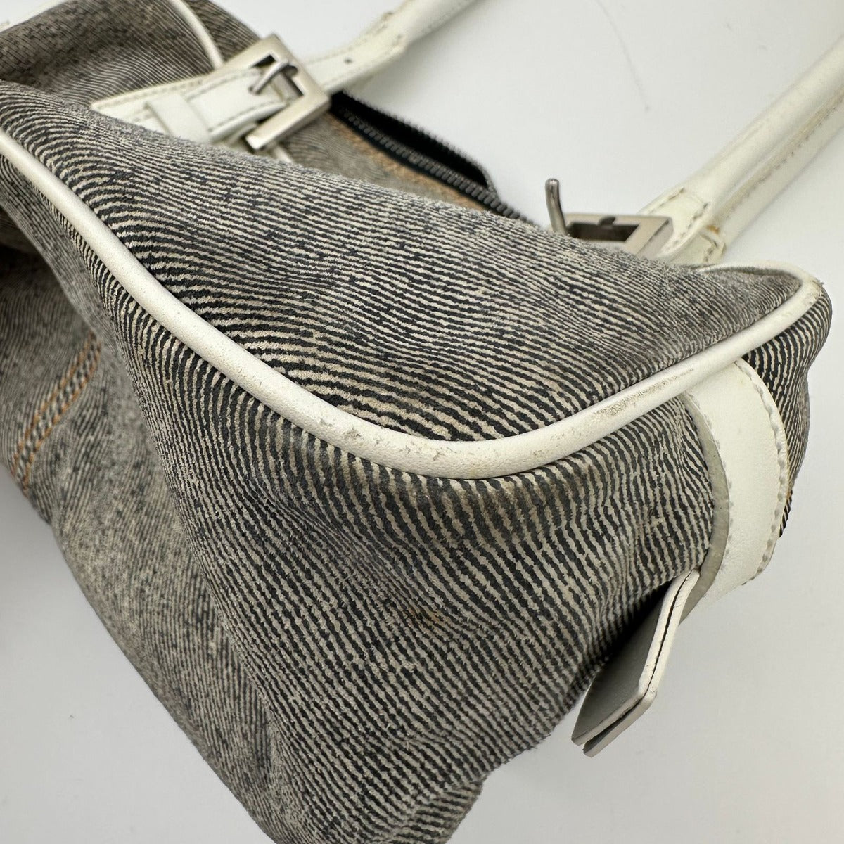 Fendi Color Combination Denim Leather Box Shoulder Bag — view 12
