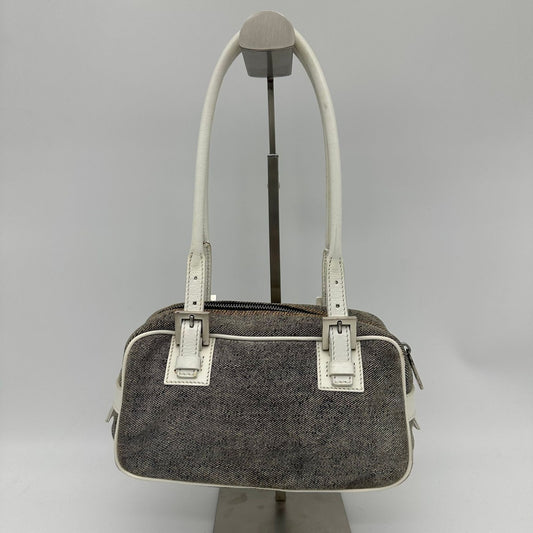 Fendi Color Combination Denim Leather Box Shoulder Bag