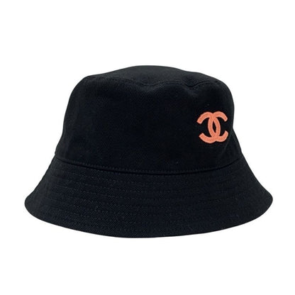 Chanel Hat Cotton Black Multicolor Coco Mark Bucket Reversible