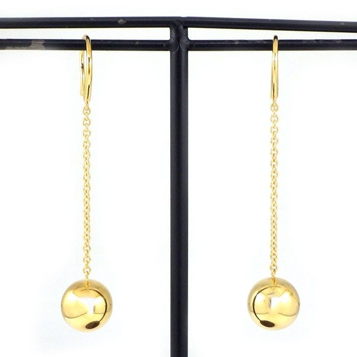 Tiffany & Co Hook Earrings Hardware Ball Swing Drop 18K Yellow