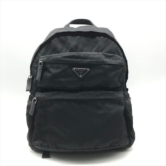 Prada Nylon Tessuto Triangle Logo Backpack Black