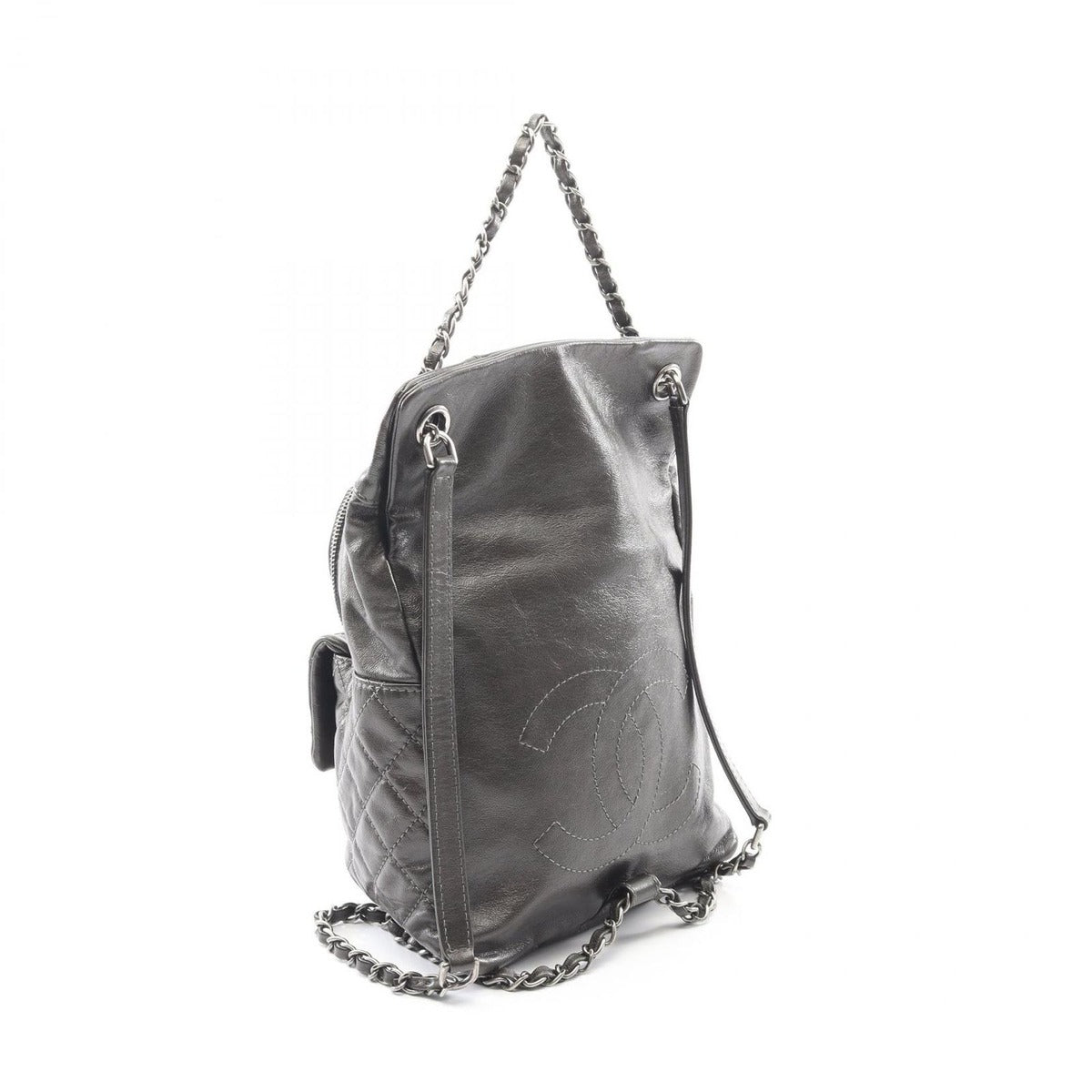 Chanel Backpack Quilted Bronze Calf Chain — view 2