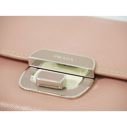 Prada Saffiano Leather Long Wallet Pink — view 7