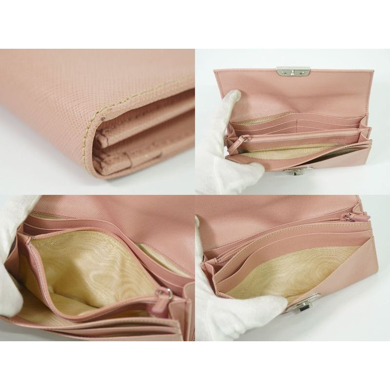 Prada Saffiano Leather Long Wallet Pink — view 8