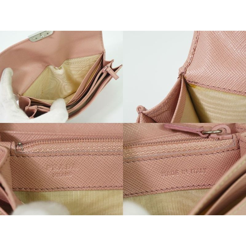 Prada Saffiano Leather Long Wallet Pink — view 9