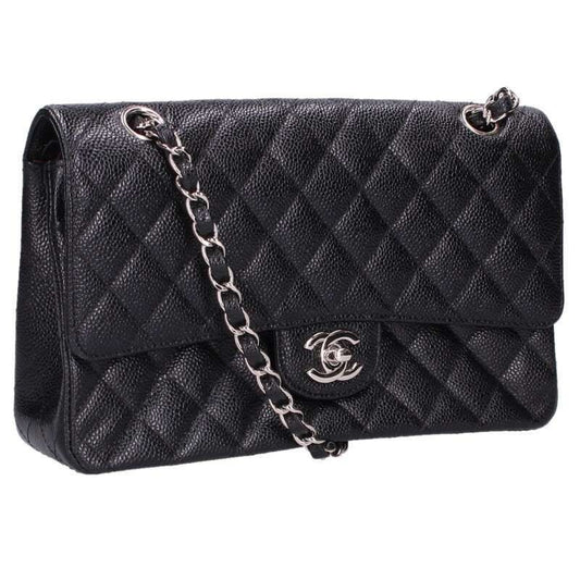 Chanel Quilted 25 Caviar Leather Double Flap Chain Shoulder Bag 25