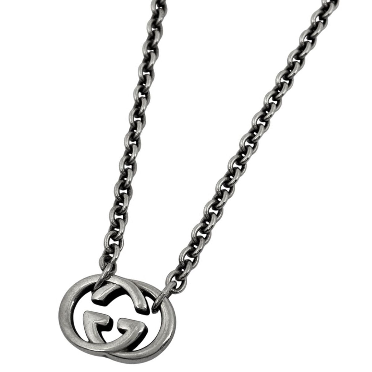 Gucci GG Logo Chain Necklace Interlocking Silver