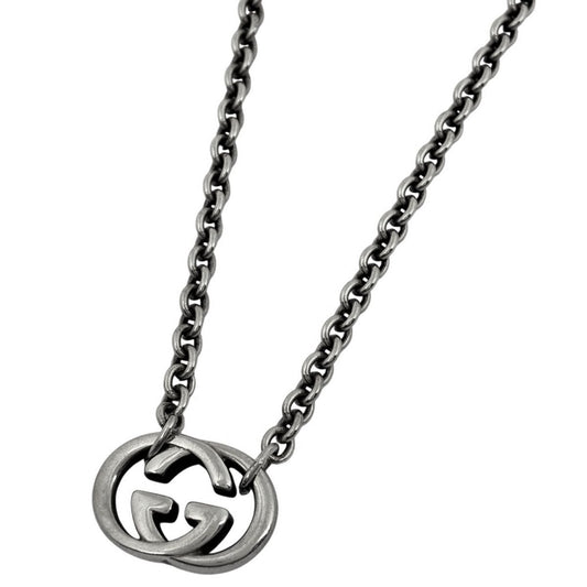 Gucci GG Logo Chain Necklace Interlocking Silver