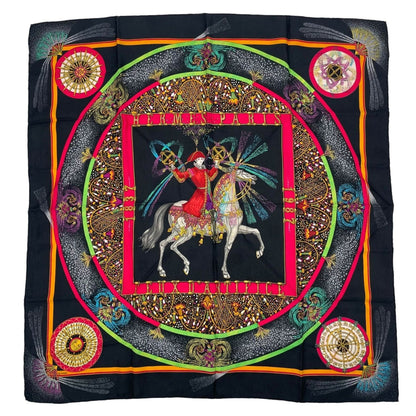 Hermes Scarf Silk Carre 90 Feux D'artifice Black